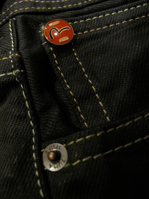evisu for puma black jeans pocket details